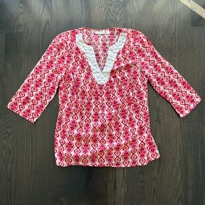 JohnPaulRichard Red and White Patterned Top